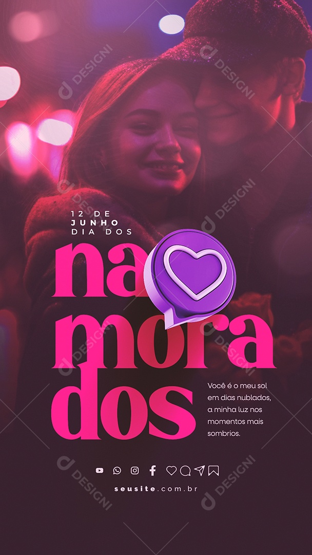 Story Você é o meu Sol Feliz Dia Dos Namorados Social Media PSD Editável