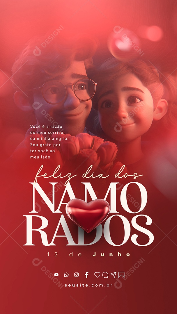 Story Você é a Razão Do Meu Sorriso Feliz Dia Dos Namorados Social Media PSD Editável