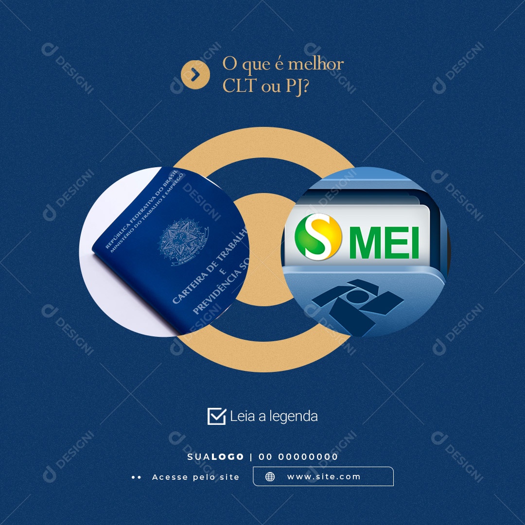 O Que é Melhor CLT ou PJ? Advocacia Social Media PSD Editável