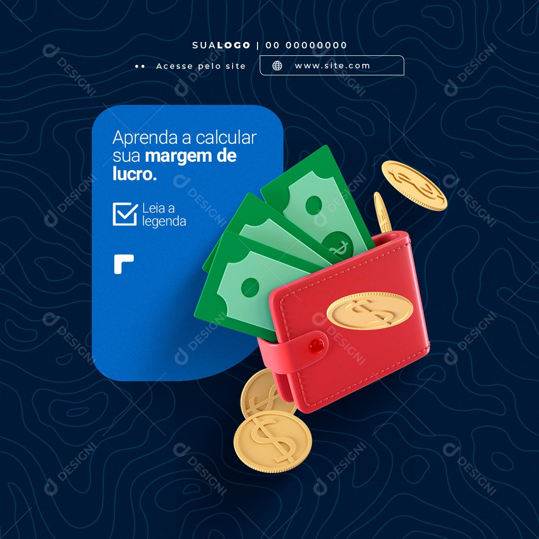 Aprenda A Calcular sua Margem de Lubro. Contabilidade Social Media PSD Editável