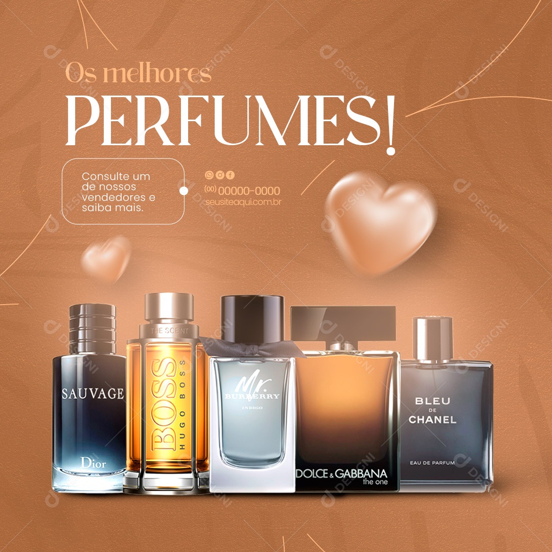 Os Melhores Perfumes! Perfumaria Social Media PSD Editável