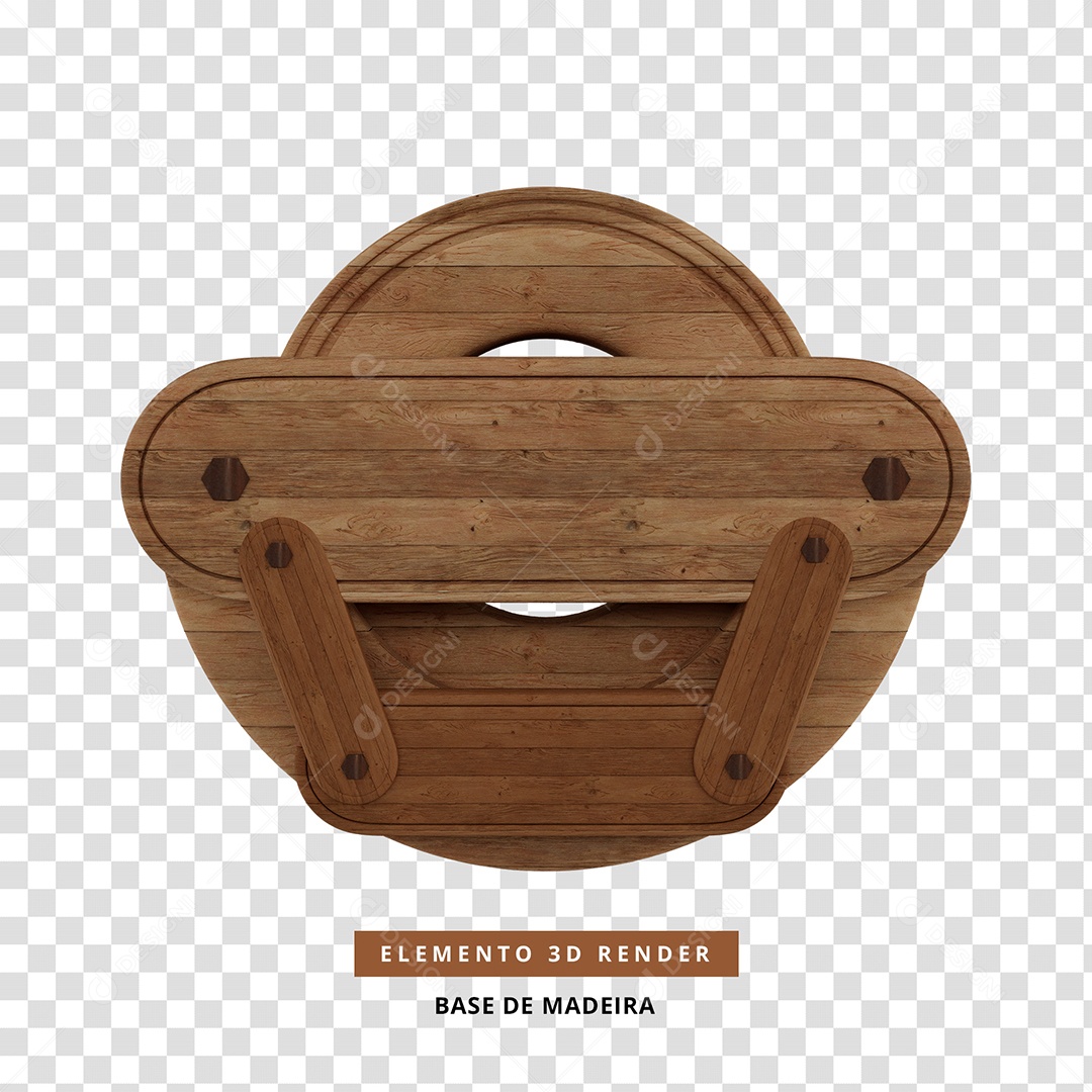 Base de Madeira Elemento 3D Para Composição PSD