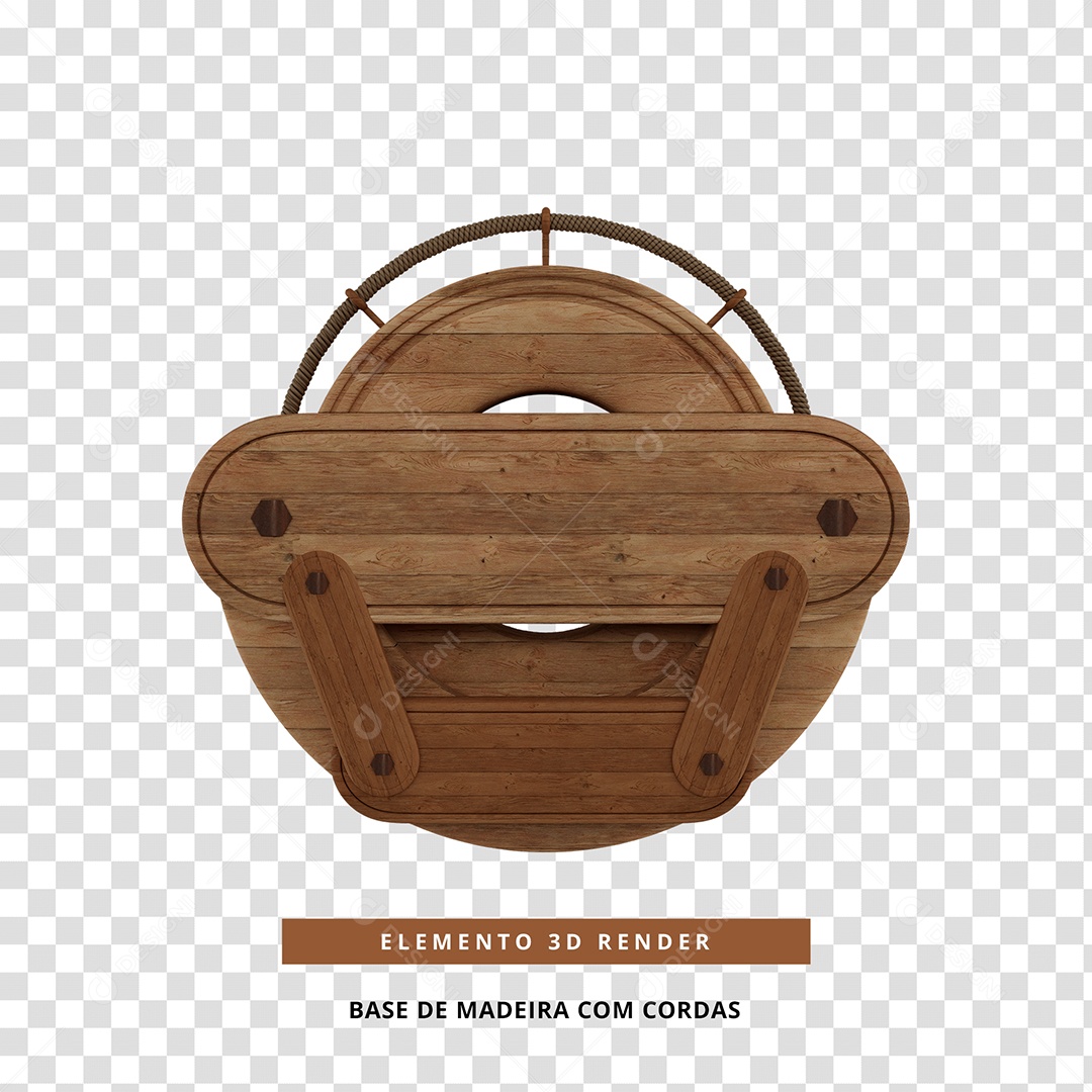 Base De Madeira Com Cordas Elemento 3D Para Composição PSD