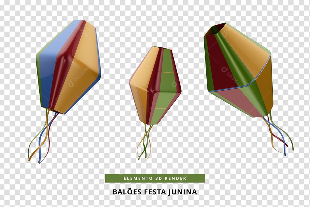 Elemento 3D Balão Festa Junina Para Composição PSD