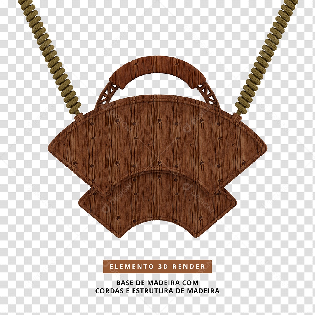 Elemento 3D Base De Madeira Com Cordas E Estrutura De Madeira Para Composição PSD