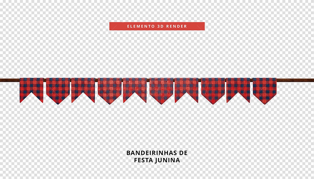 Bandeira De Festa Junina Elemento 3D Para Composição PSD