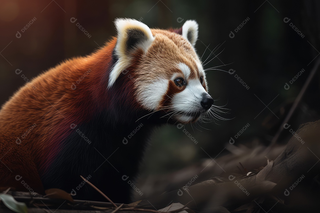 Panda vermelho no topo de uma árvore fundo bonito fundo de floresta gerado por IA