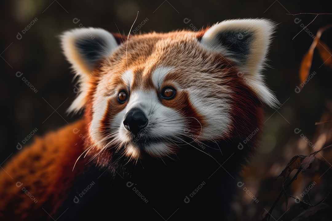 Panda vermelho no topo de uma árvore fundo bonito fundo de floresta gerado por IA