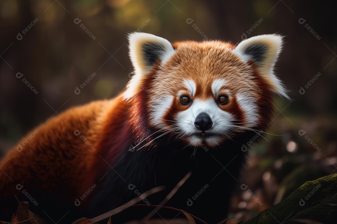 Panda vermelho no topo de uma árvore fundo bonito fundo de floresta gerado por IA