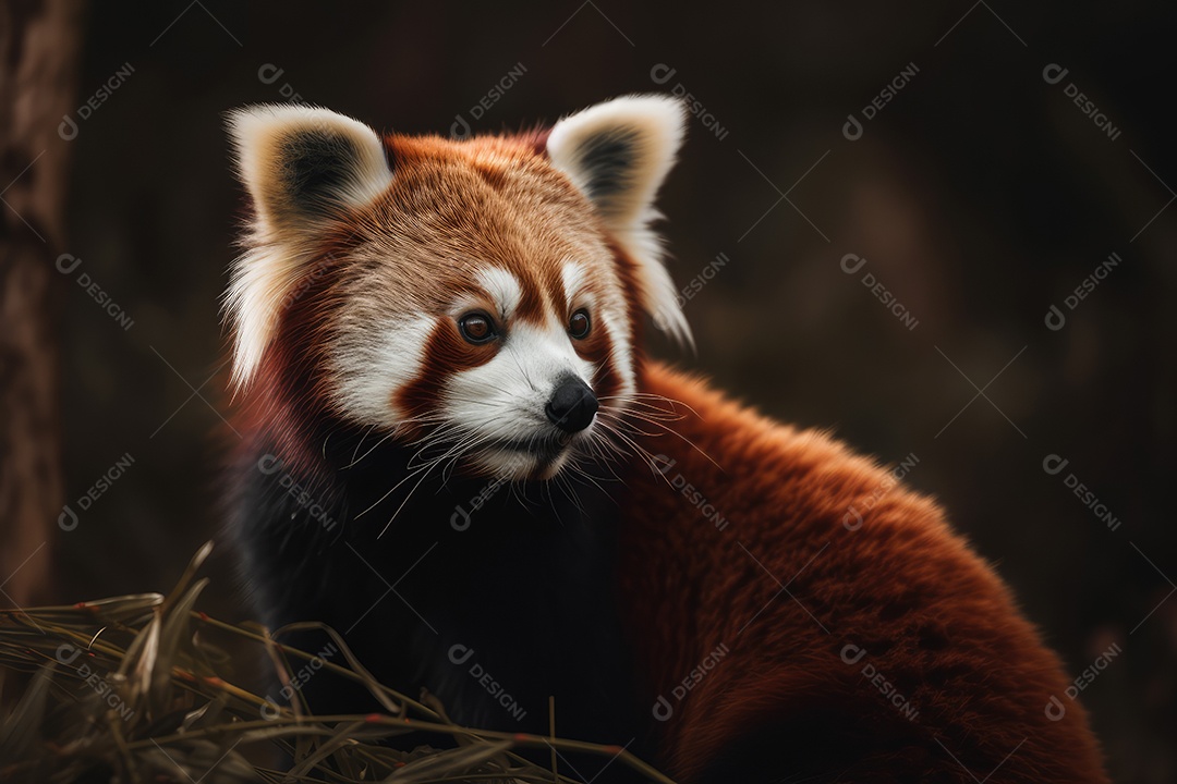 Panda vermelho no topo de uma árvore fundo bonito fundo de floresta gerado por IA