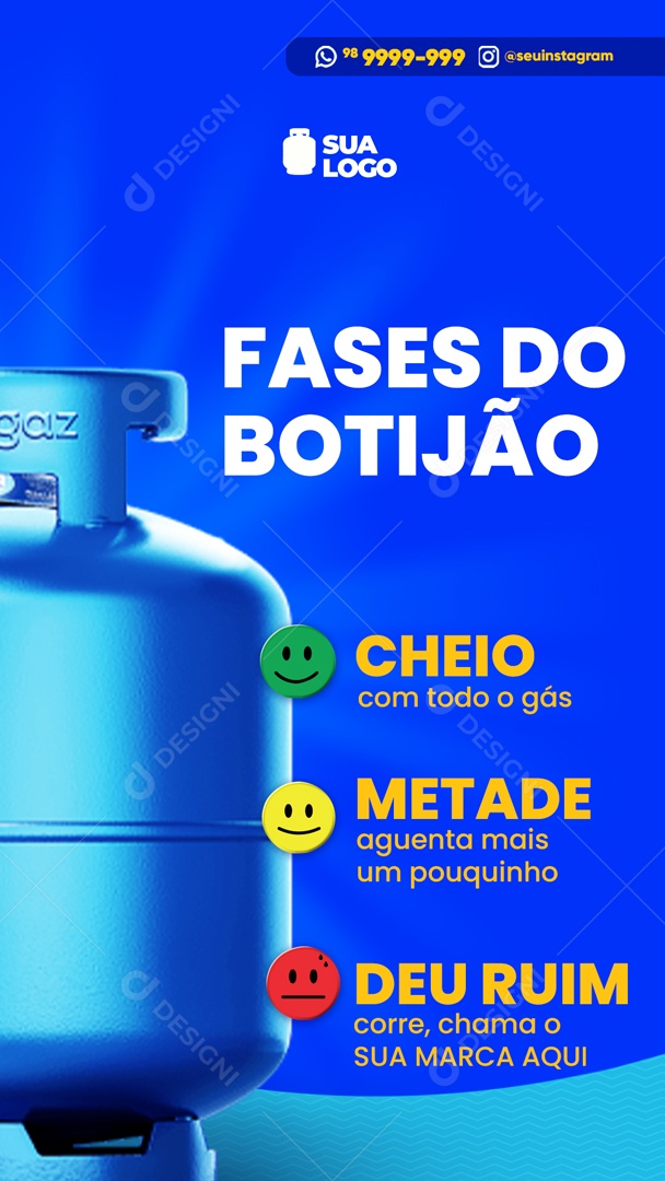 Story Social Media Fases Do Botijão Distribuidora PSD Editável