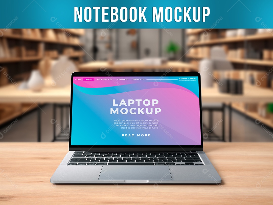 Notebook Mockup  PSD Editável