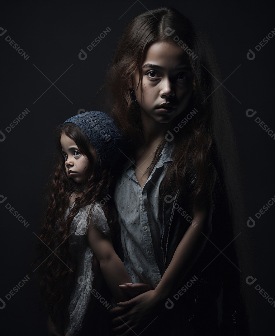 Imagem de Menina Pintura preto e branco Realista