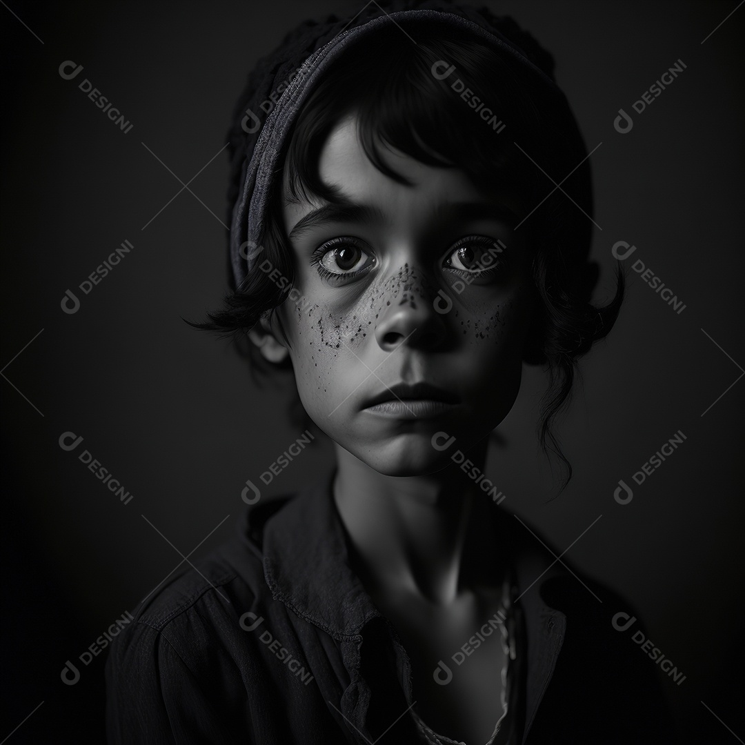 Imagem de criança realista preto e branco Realista