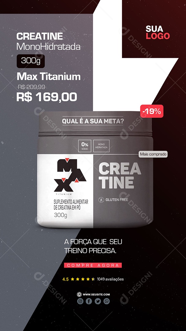 Social Media Story Creatina Titanium Academia PSD Editável