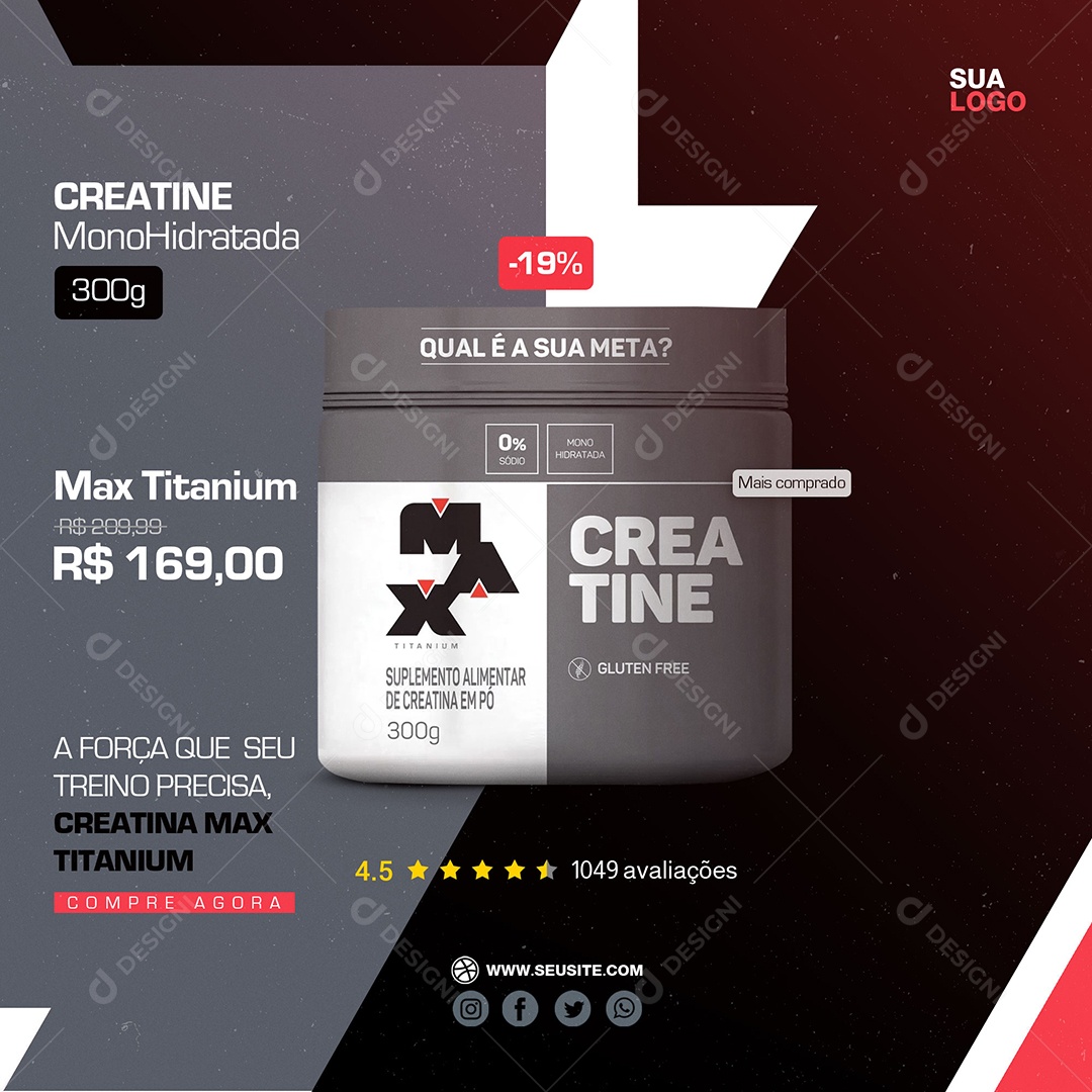 Social Media Feed Creatina Titanium Academia PSD Editável