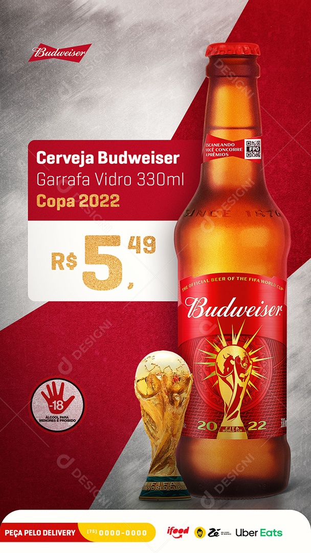 Story Cerveja Budweiser Distribuidora Social Media PSD Editável