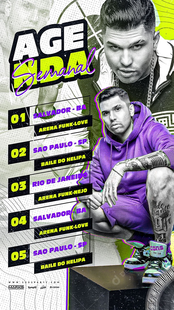 Story Agenda Semanal Cantor De Funk Social Media PSD Editável