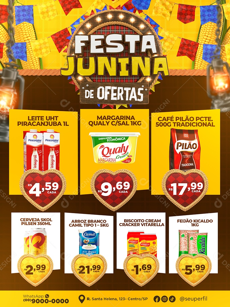 Festa Junina de Ofertas Social Media PSD Editável
