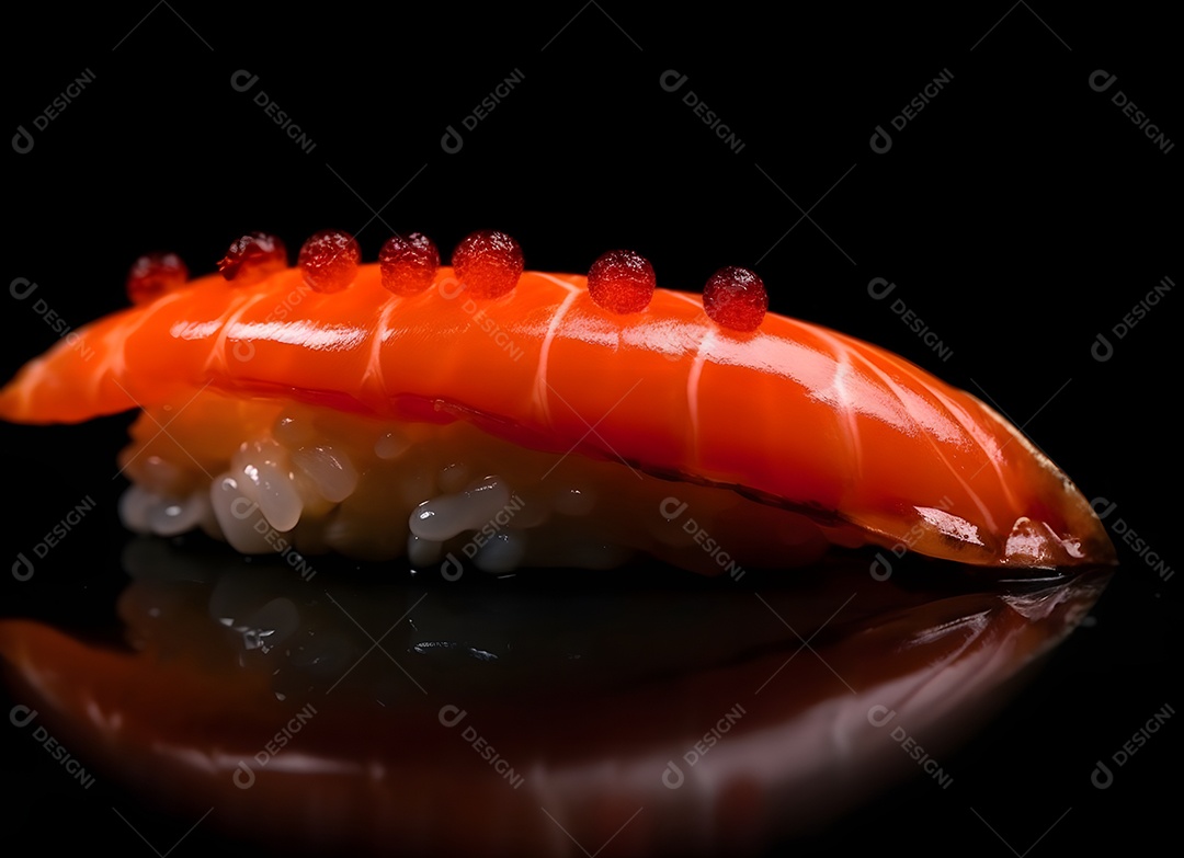 Deliciosas peças de sushi sobre fundo preto