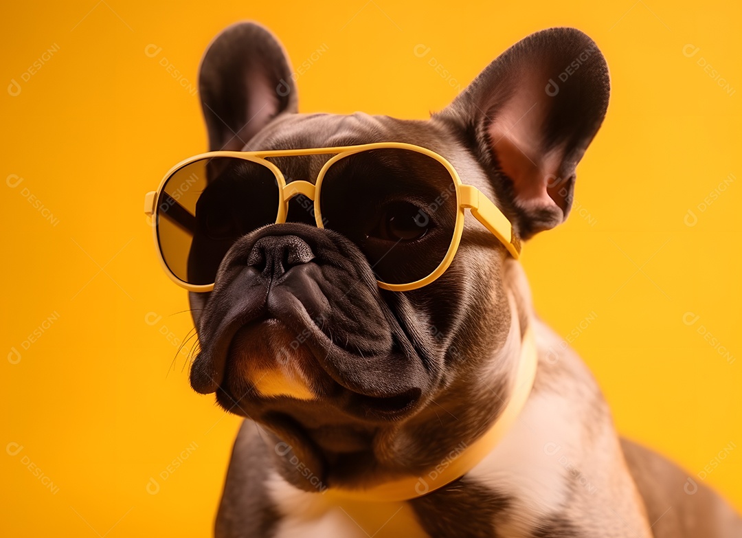 Cachorro buldogue francês com óculos escuro