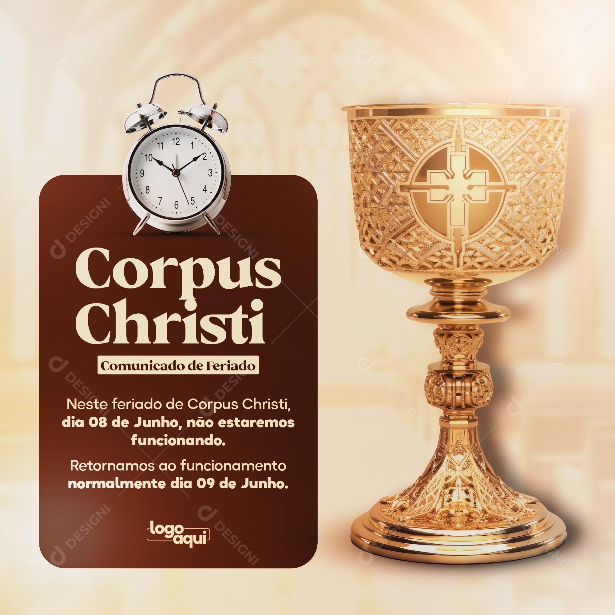 Dia Corpus Christi Comunicado De Feriado Social Media PSD Editável