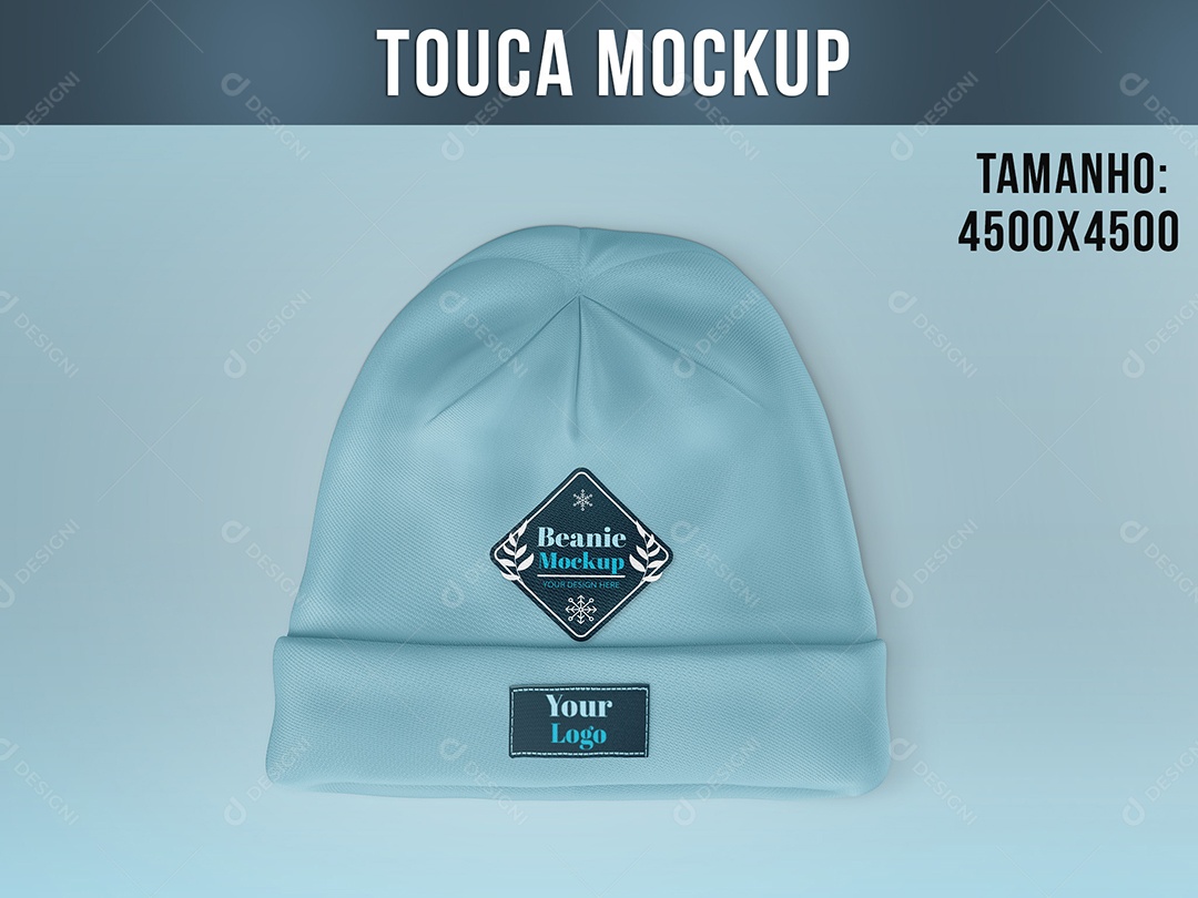 Touca Gorro Mockup Frio Inverno Roupa Acessório PSD Editável
