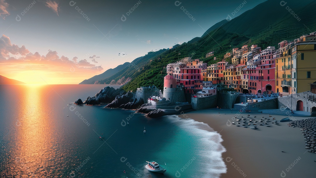 Imagem realista Cinque Terre Itália.