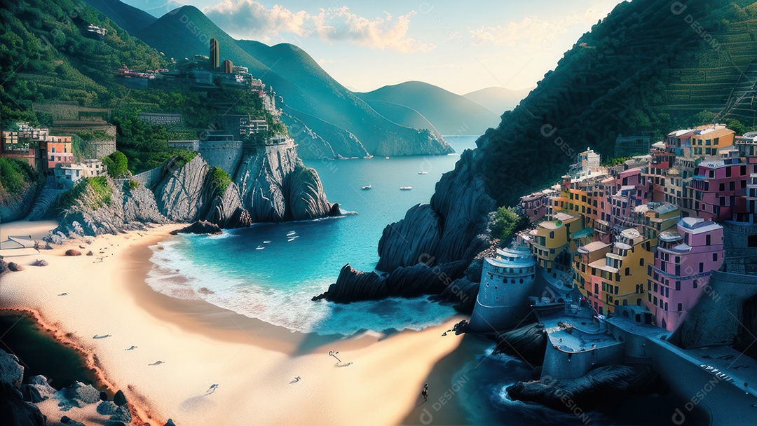 Imagem realista Cinque Terre Itália.