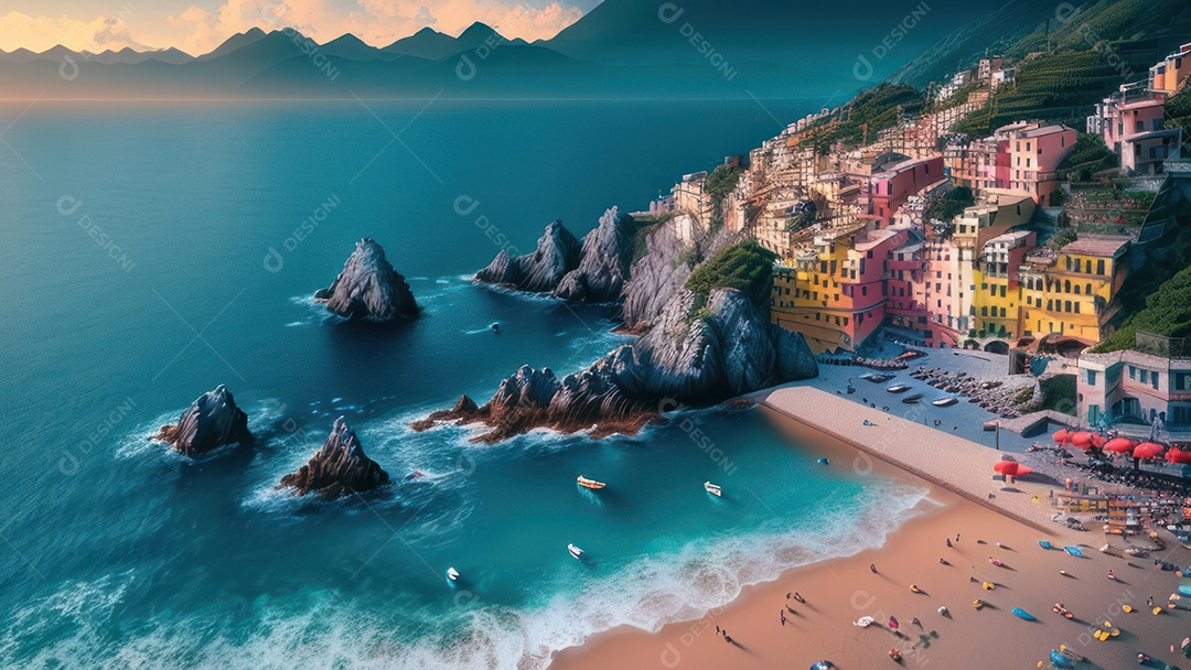 Imagem realista Cinque Terre Itália.