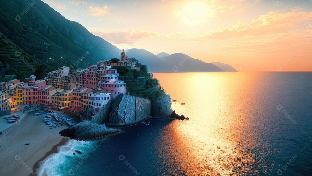 Imagem realista Cinque Terre Itália.