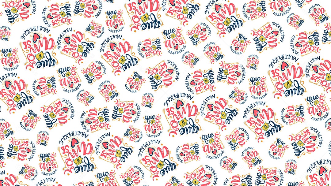 Pattern Padrões Geométricos Textos Do Dia Dos Namorados Que O Amor Multiplique Em Fundo Branco Vetor AI + PAT