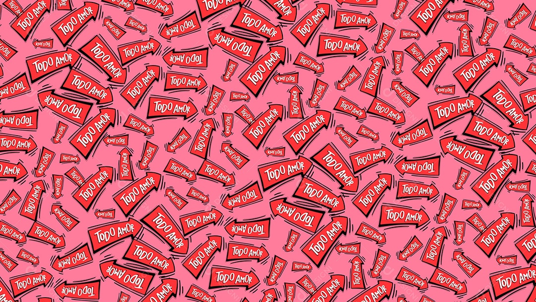 Pattern Padrões Geométricos Textos Do Dia Dos Namorados Todo Amor Em Fundo Vermelho Vetor AI + PAT