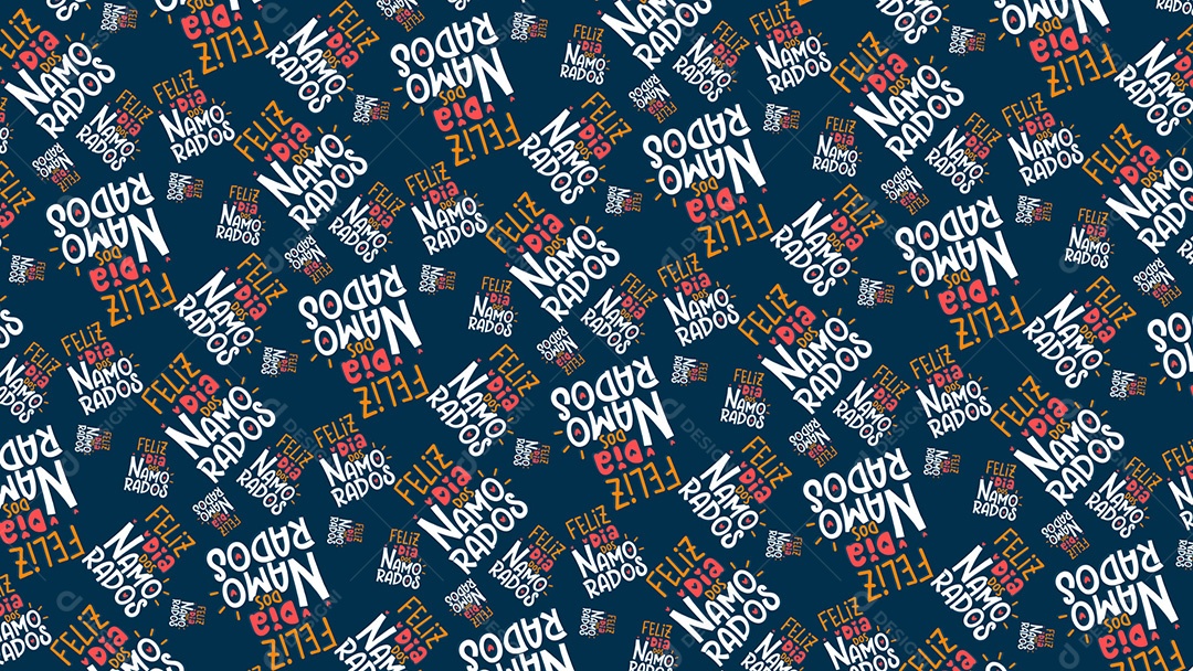 Pattern Padrões Geométricos Textos Feliz Do Dia Dos Namorados Em Fundo Azul Vetor AI + PAT