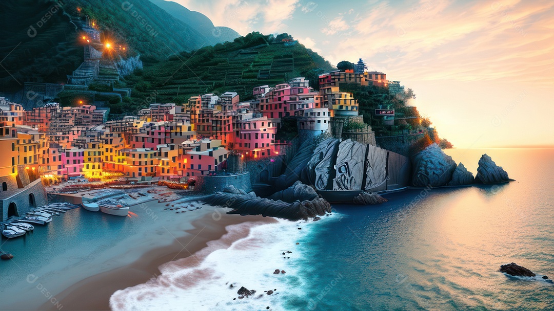 Imagem realista Cinque Terre Itália.