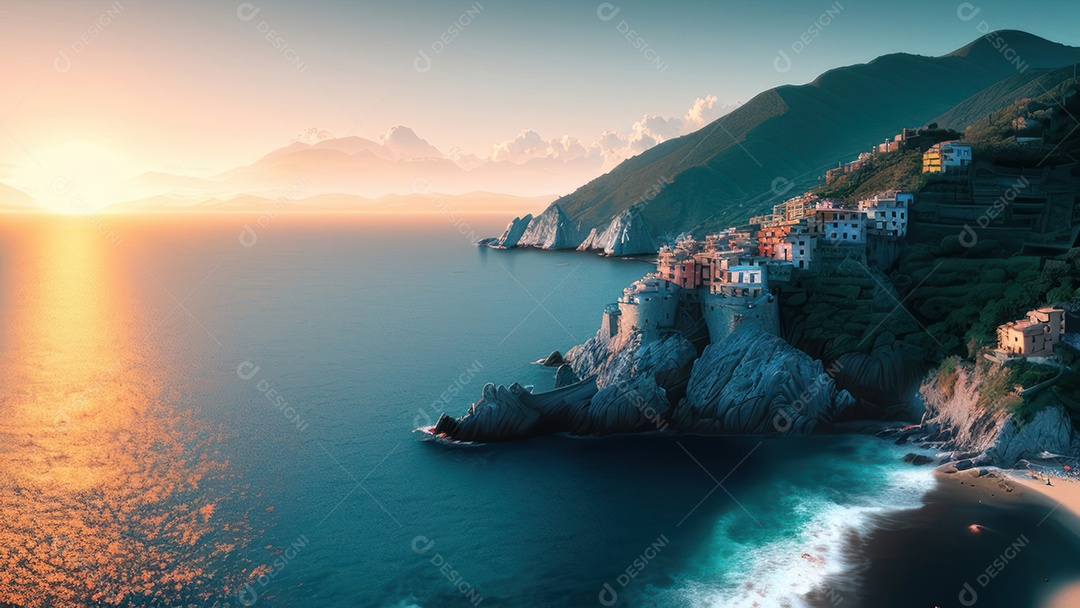 Imagem realista Cinque Terre Itália.