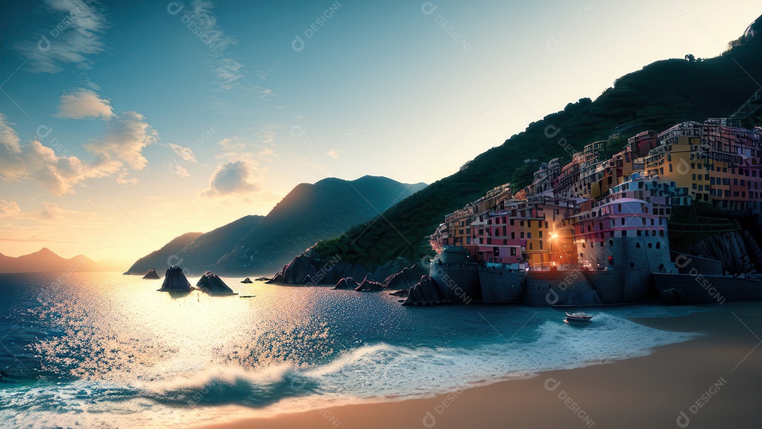 Imagem realista Cinque Terre Itália.