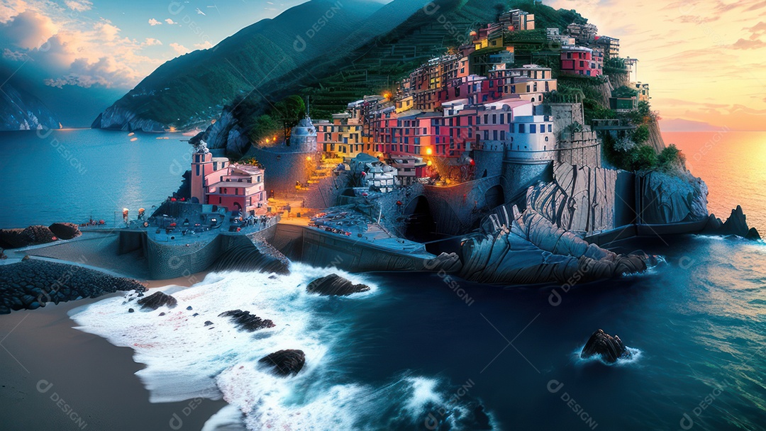 Imagem realista Cinque Terre Itália.