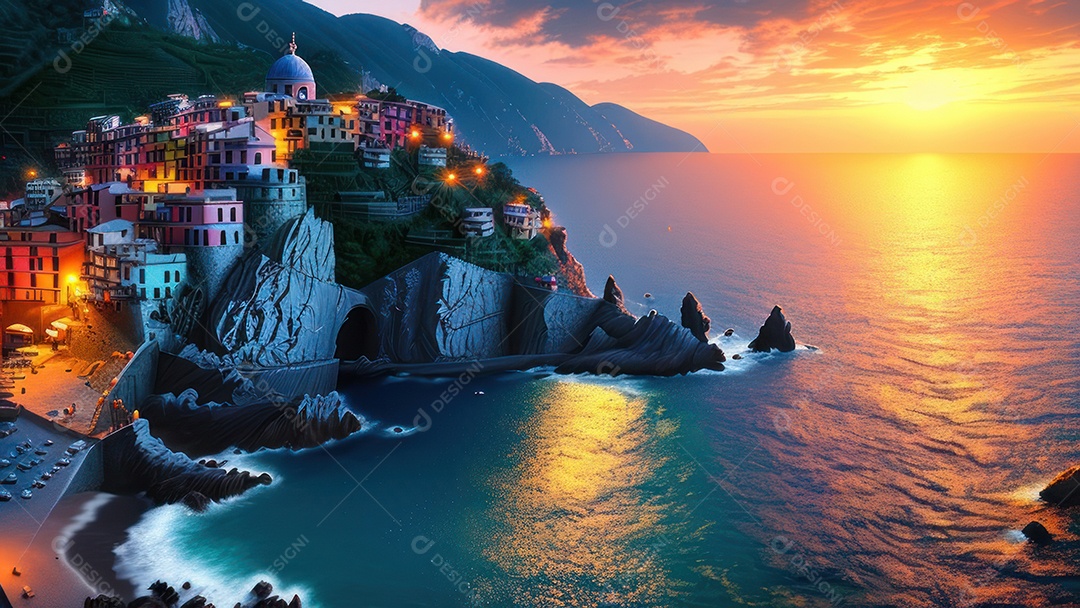 Imagem realista Cinque Terre Itália.