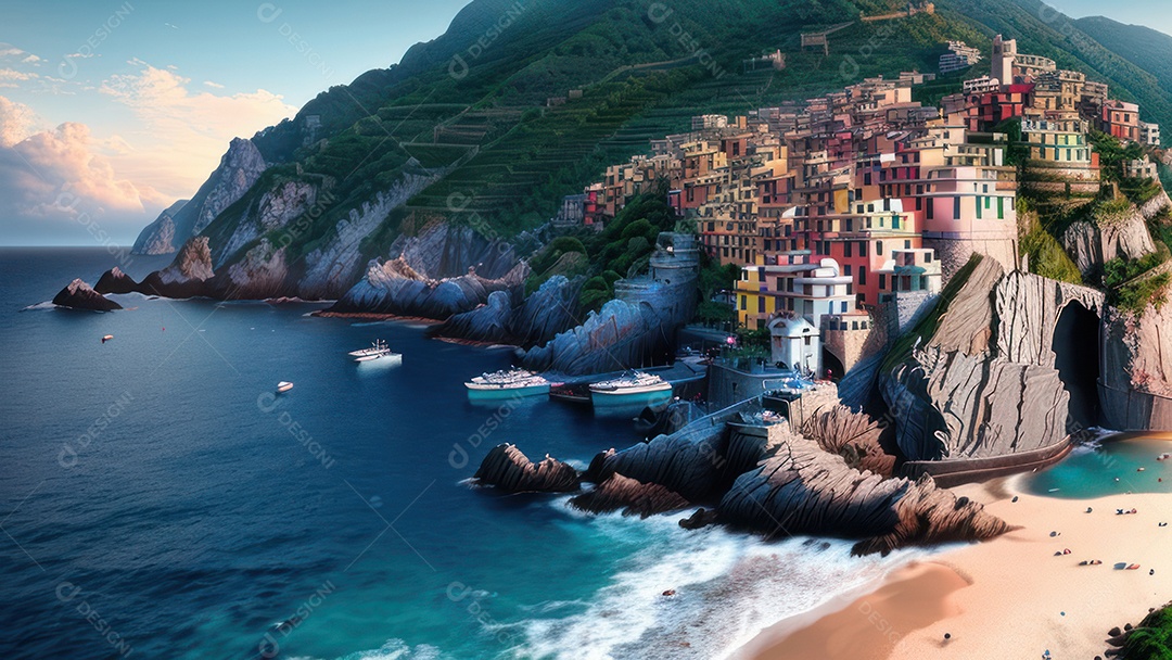 Imagem realista Cinque Terre Itália.