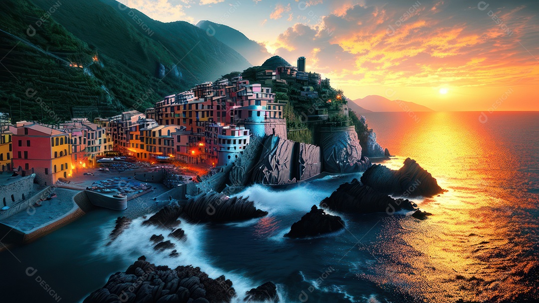 Imagem realista Cinque Terre Itália.