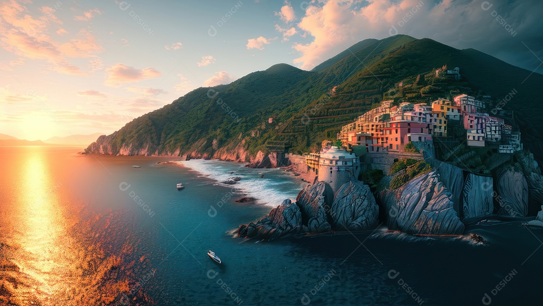 Imagem realista Cinque Terre Itália.