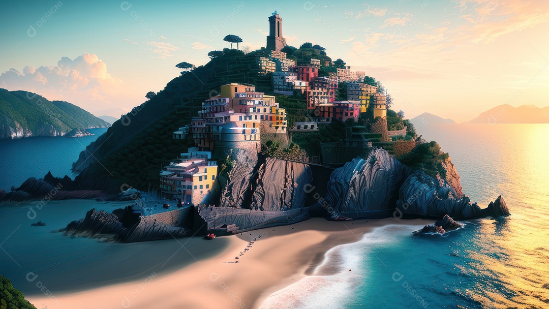 Imagem realista Cinque Terre Itália.