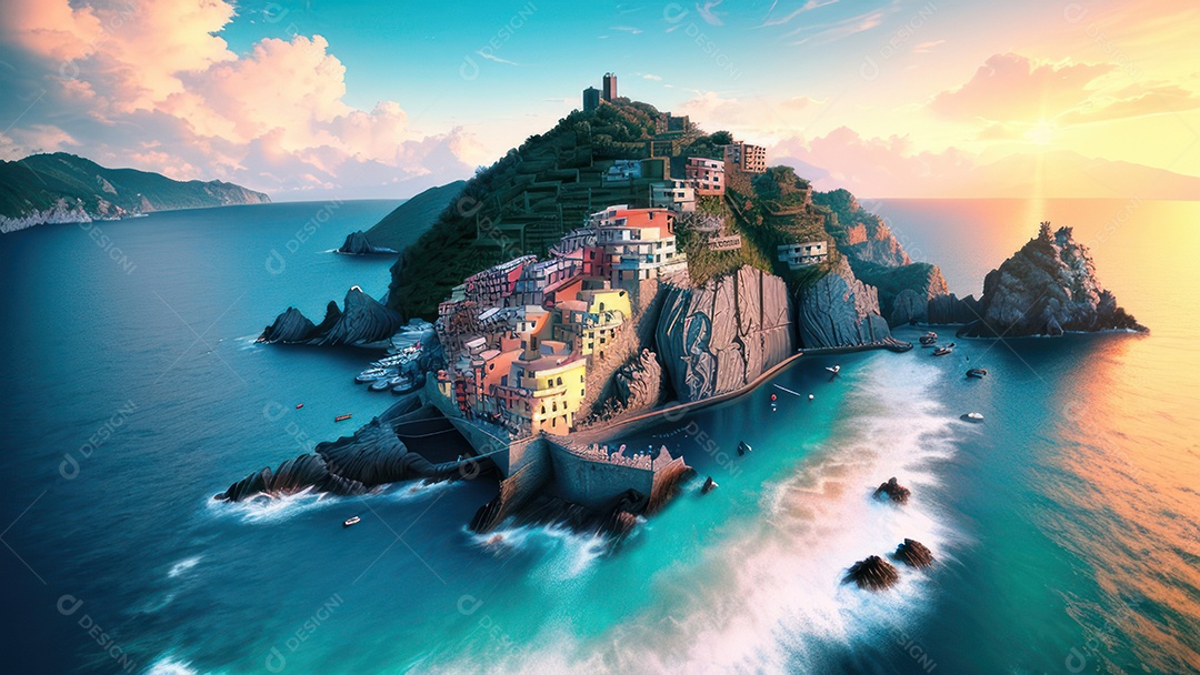 Imagem realista Cinque Terre Itália.