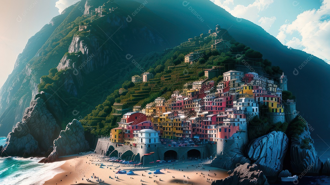 Imagem realista Cinque Terre Itália.