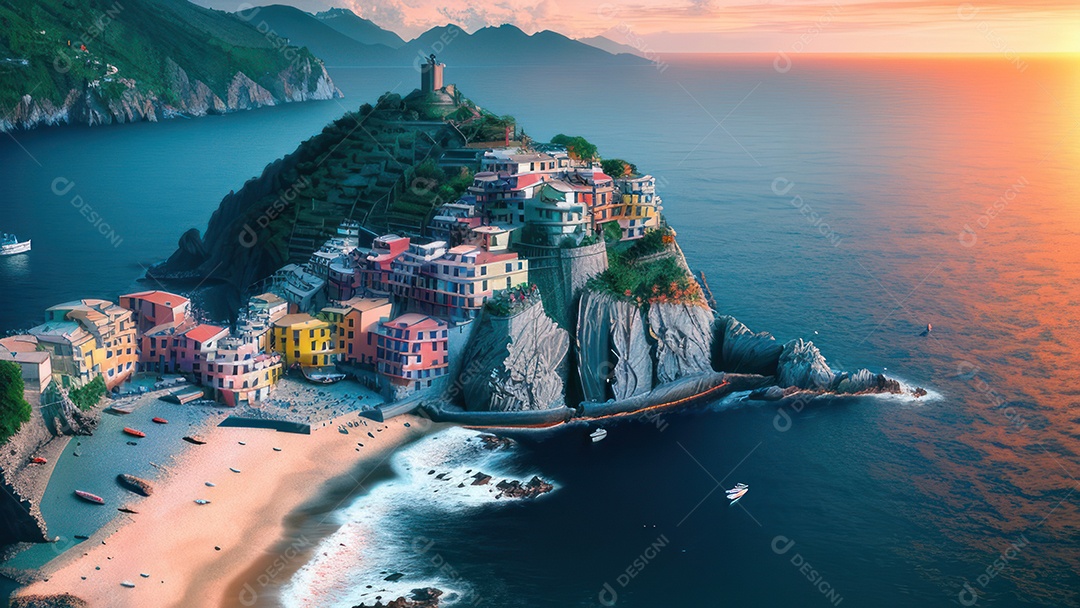 Imagem realista Cinque Terre Itália.