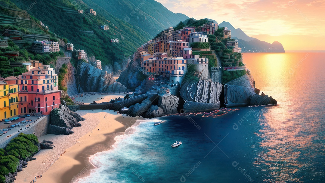 Imagem realista Cinque Terre Itália.