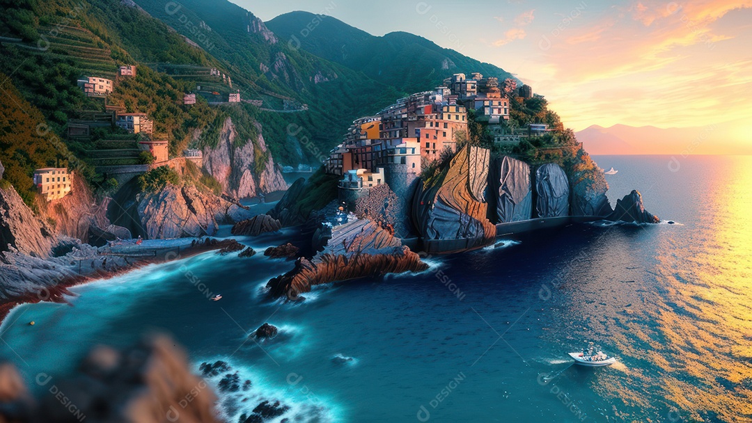 Imagem realista Cinque Terre Itália.