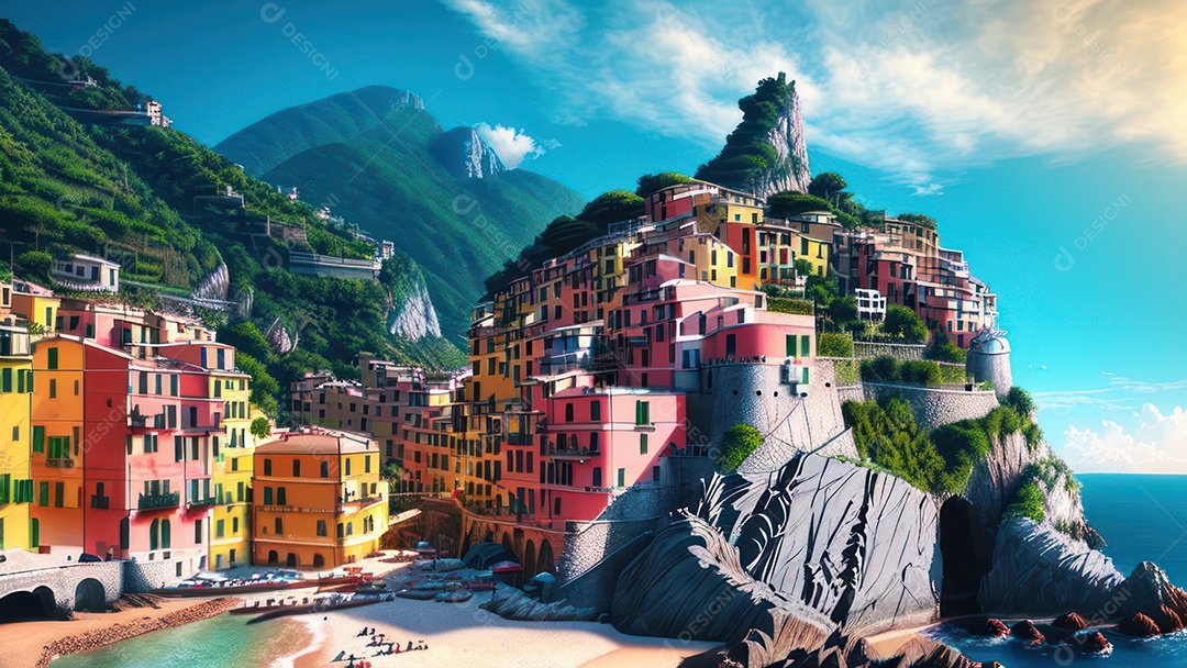 Imagem realista Cinque Terre Itália.