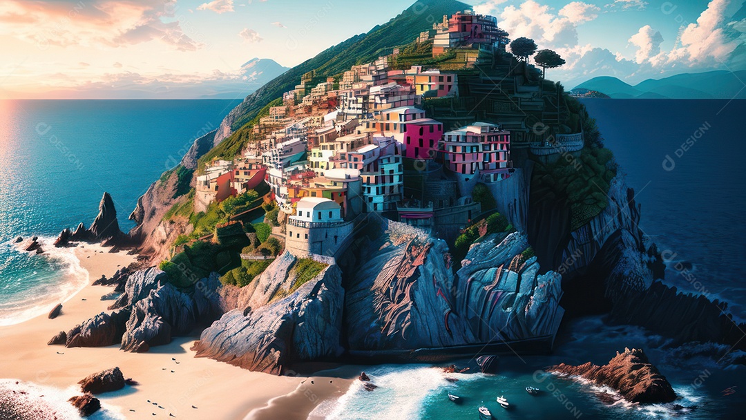 Imagem realista Cinque Terre Itália.